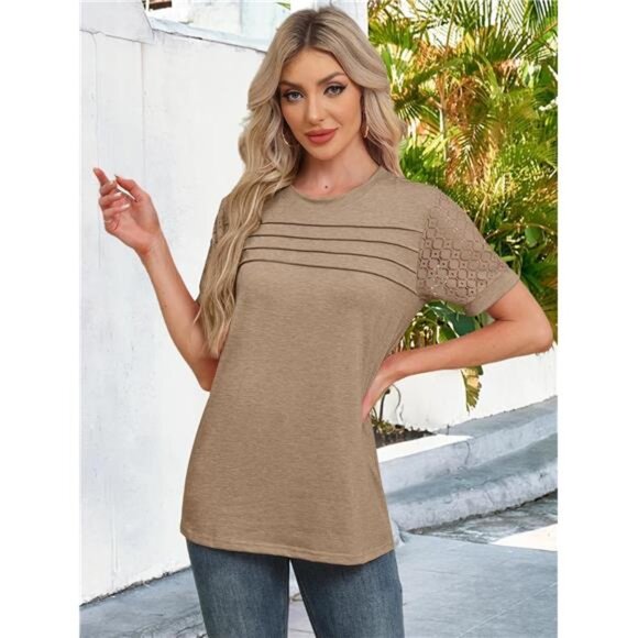 2PCS Womens Tops  Casual Crewneck - Picture 5 of 6